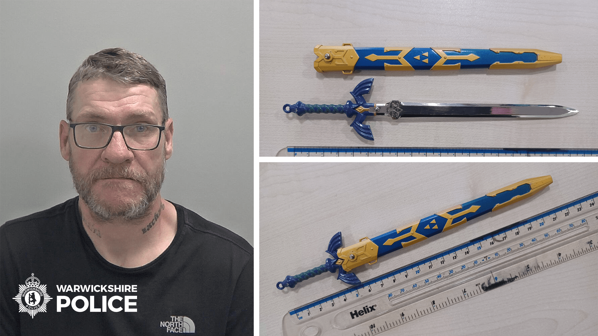 warwickshire man anthony bray arrested carrying zelda 6 inch sword in UK